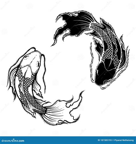 black and white koi fish
